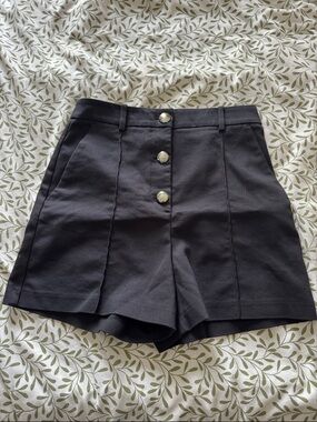 Zara Black High-Waist Button-Front Women's Shorts